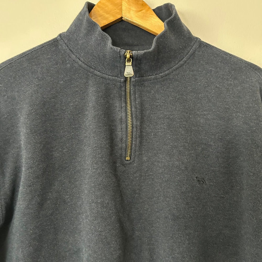 Rodd & Gunn Sweater Mens XL Navy Blue Quarter Zip Mock Neck Pullover 100% Cotton